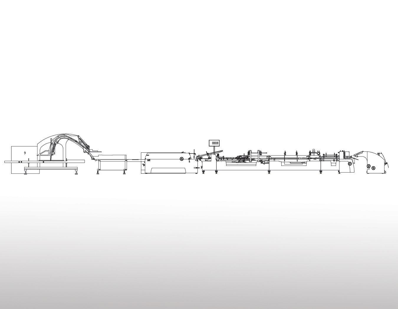 自动糊盒出产线
技术描述：糊盒机自动上料技术
实现从上料、翻转、糊盒到装箱、码垛趁热打铁的高自动化出产线，，，，，，，更少的人为参加，，，，，，，每幼时可自动打包超过200,000个纸盒 ,提速50%；；；；；；