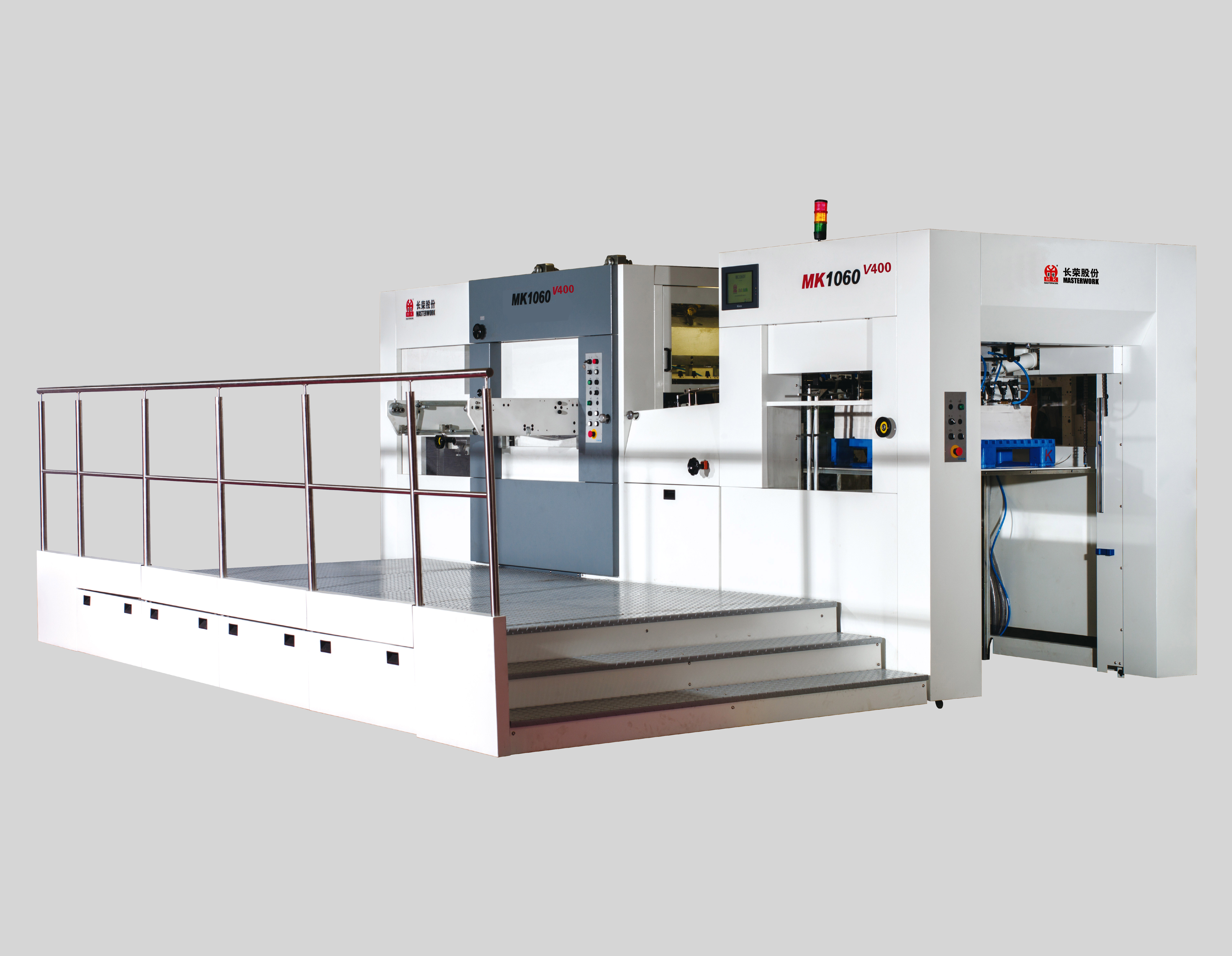 MK1060V400深压纹模切机
技术描述：深压纹技术
最大400吨压力，，，，，，，特殊加长合压功夫，，，，，，，以适应各类复杂满版的压纹要求。。。。。。。合用解决高德否盒-细斑纹的深压纹技术难题。。。。。。。
