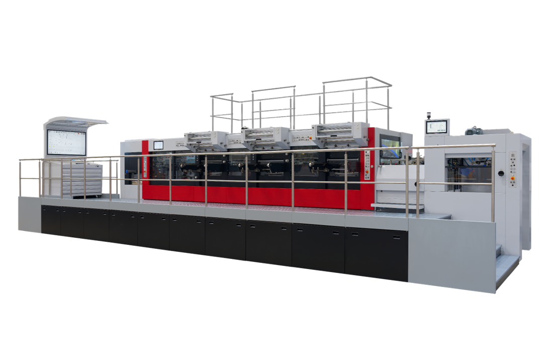 MK3920FFCSB平压平三机组烫金模切机
最高速度6000张/幼时,急剧换版、一键设定